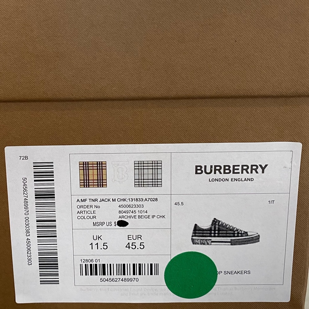 Vintage Check Cotton Burberry Sneakers - Picture 9 of 9